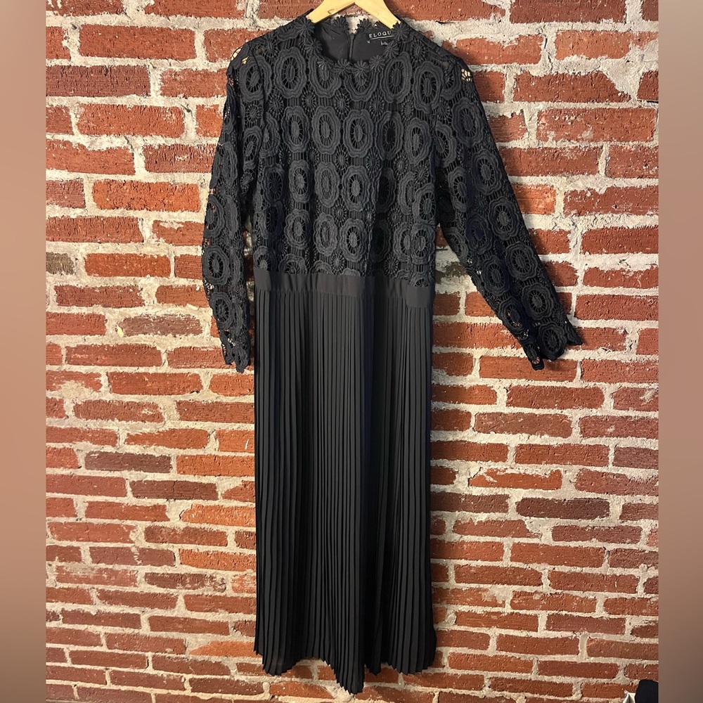 Eloquii Black Lace Long Sleeve Dress